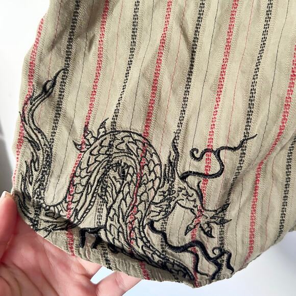 Olive Green Long Sleeve Embroidered Button Up Top - Picture 4 of 6